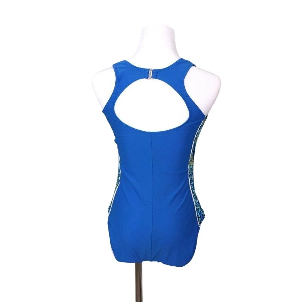 Catalina Side Band Racerback Blue 1pc Swimsuit Moderate Coverage MEDIUM Vacation